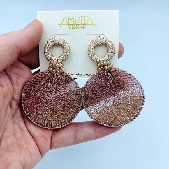 Amrita Singh Imogen Pink Crystal Earrings - Picture 2 of 5